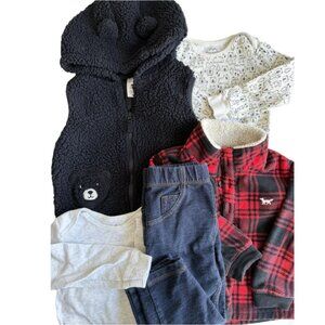 24M 5 Item Cozy Bundle 1 Fleece 2 Bodysuits 1 Vest 1 Jegging Pant